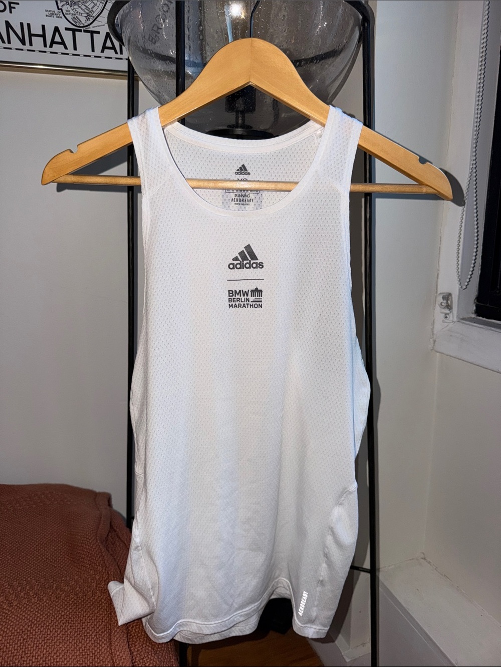 adidas White BMW Berlin Marathon Men's Performance Racer Tank Top